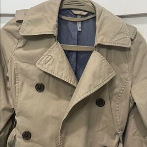 Old Navy Classic Tan Double-Breasted Trench Coat Khaki